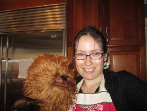 Chewbacca helps in kitchen