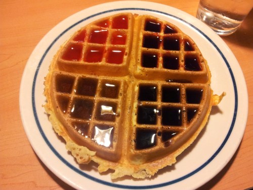 A very structured waffle. I can attest to the fact that it was quite delicious.