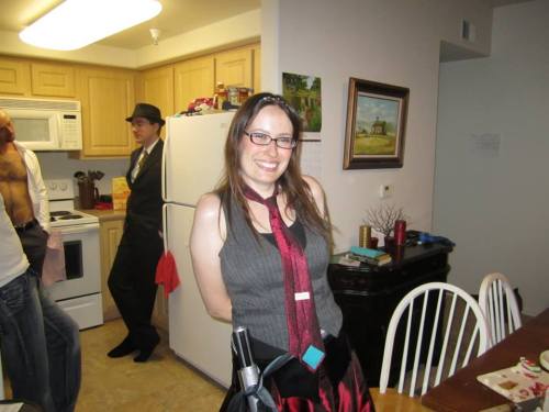 You know what I'm not thinking here? "Do I look old?" Nah, I'm thinking, lightsabers and tiaras and this is the first time I've worn a tie, oh my!